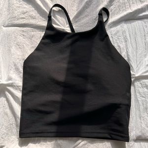 Black Old Navy high neck cropped workout tank top with built in sports bra